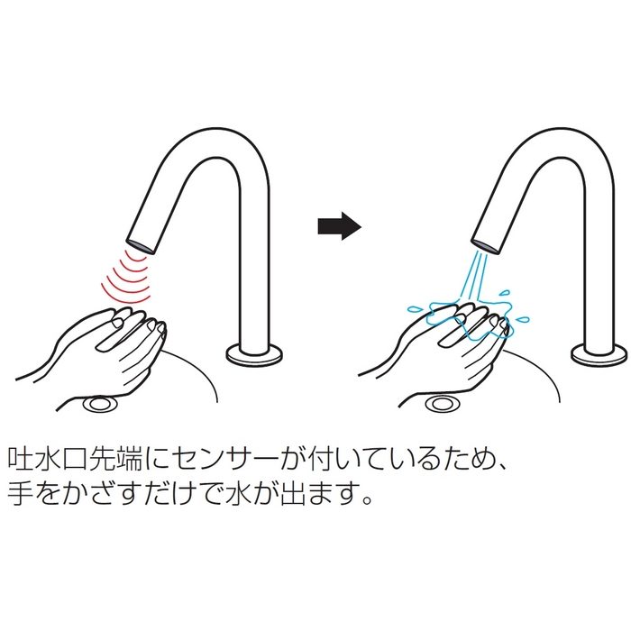 CET1023 セラ オリジナルコレクション 台付自動水栓（スパウト部）（JWWA） 整流吐水 Lサイズ クロム