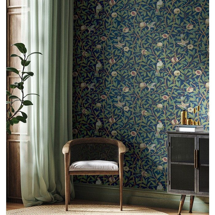 LIS-42002　Import Selection Morris & Co. Bird＆Pomegranate（バード＆ポムグラナット） 巾52cm×10m巻