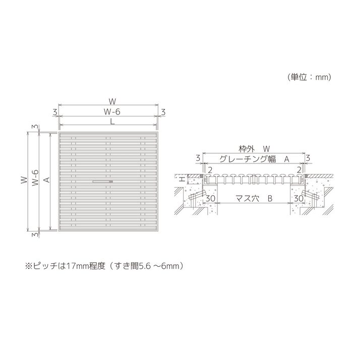 GRS-25K450-S セーフティグレーチングノンスリップタイプ樹脂製（ソフトタイプ） 集水マス（枠共） 448×448×25mm ホワイト