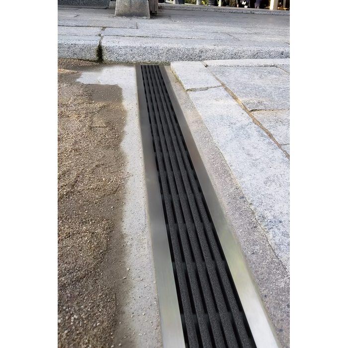 GNU-150-G U字溝用樹脂グレーチング ハードタイプ（歩道用） 125×140×999×185×30mm ライトグレー