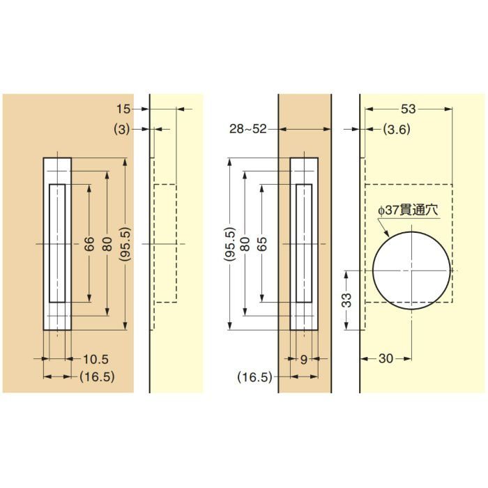 ランプ印ステンレス鋼製引戸掘込みカマ錠 HC-30R 140-022-282