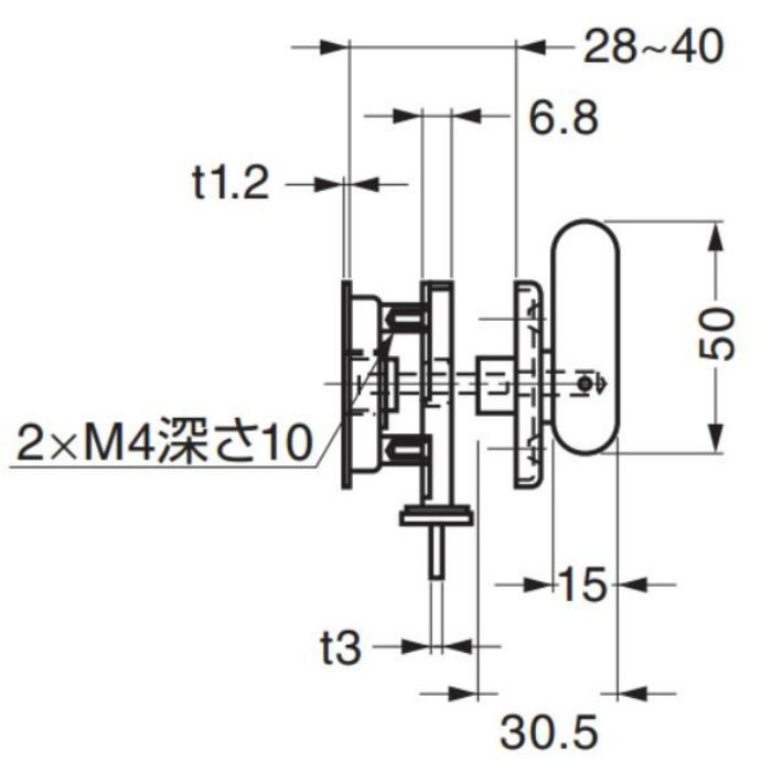 ランプ印ステンレス鋼製引戸掘込みカマ錠 HC-30L 140-183-253