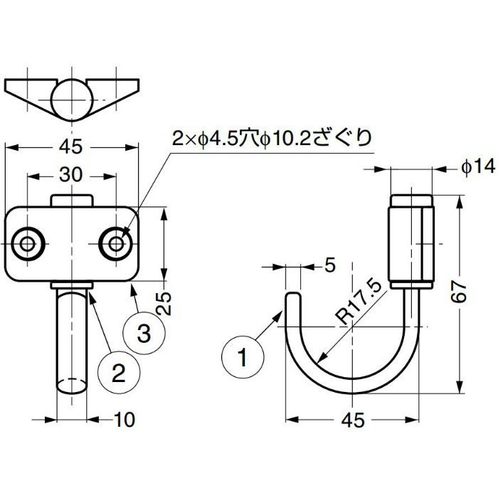 ランプ印ステンレス鋼製フリクション式 ジャンボフック JF-T型 JF-T45 110-020-083