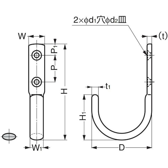 ランプ印ステンレス鋼製ジャンボフック JF110M JF110M 110-020-073