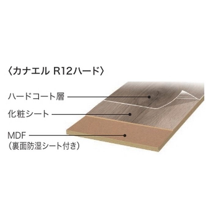 R12HS1K2 カナエルR12ハード 1本溝 化粧シート 床暖房対応 12×303×1818mm ヒッコリーブラック色 3枚入