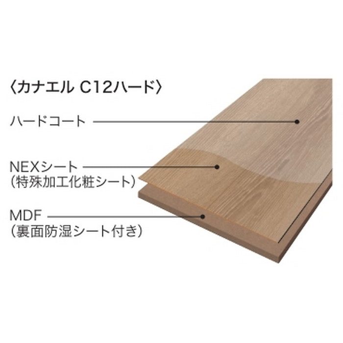 C12HS1P1 カナエルC12ハード 1本溝 NEXシート 床暖房対応 12×303×1818mm メープルペール色 3枚入