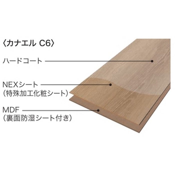 C6S1E1 カナエルC6 1本溝 NEXシート 6×303×1818mm チェリーミディアム色 6枚入