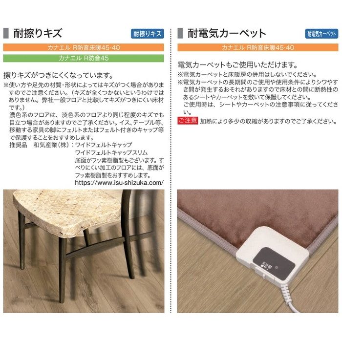 R40YDS1W2 カナエル R防音床暖40 溝なし 化粧シート 15×143×900mm アッシュホワイト色 24枚入