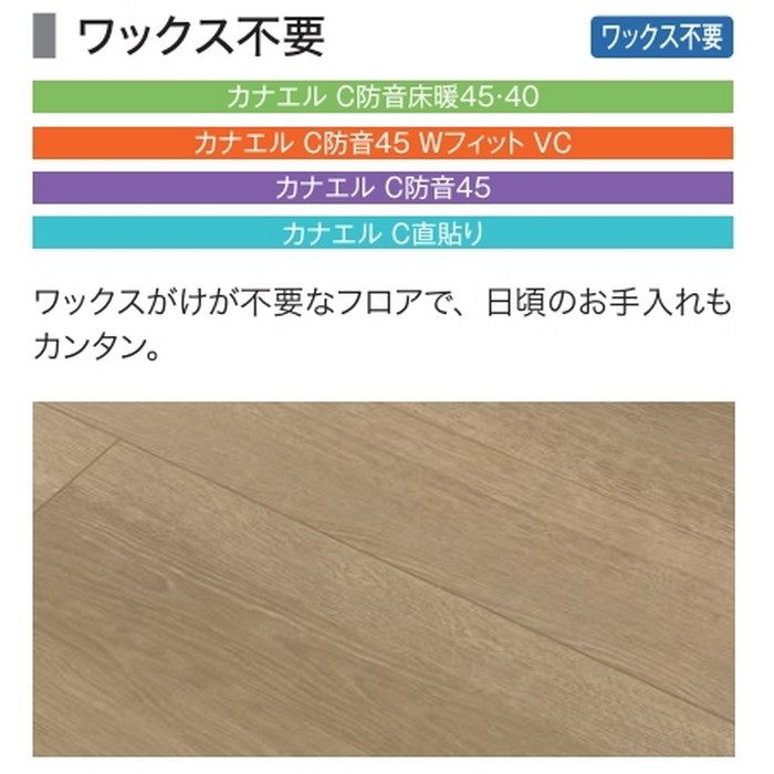 C45WFS1VL1 カナエル C防音45 WフィットVC 溝なし NEXシート 抗ウイルス 11.5×143×900mm オークライト色 24枚入