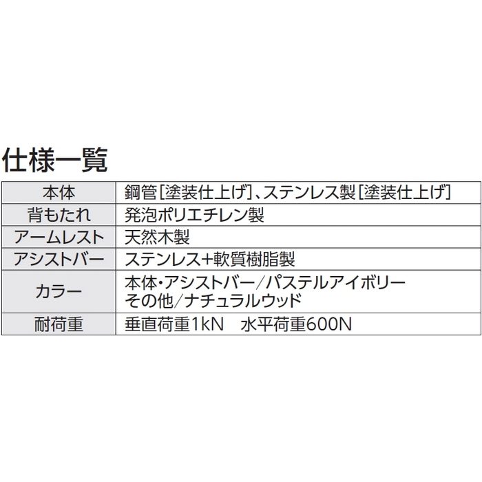 EWCS222-21 アプリコットF用 トイレ用手すり 背もたれ付 便ふたスペーサーカラーホワイト
