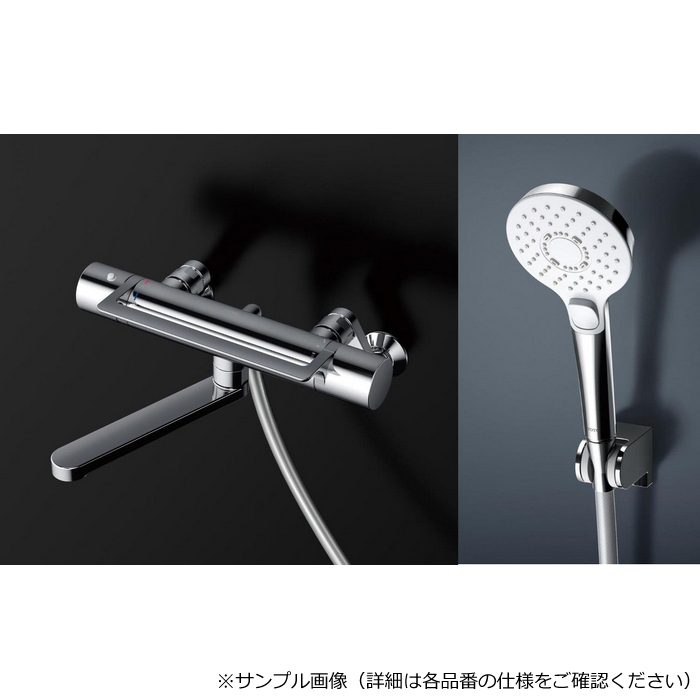 TBV03452Z GGシリーズ（アーチハンドル） 壁付サーモスタット混合水栓（コンフォートウエーブクリックめっき） 樹脂ホース（シルバー） 寒冷地用 シャワーヘッドφ110mm スパウト長170mm