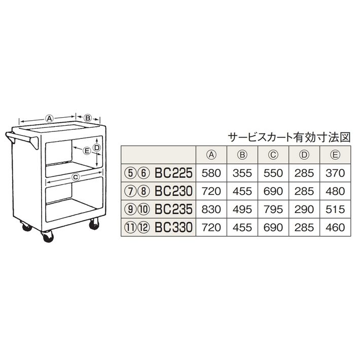 1023600 キャンブロ サービスカート BC330（131） クローズタイプ 845×508×H864mm ダークブラウン