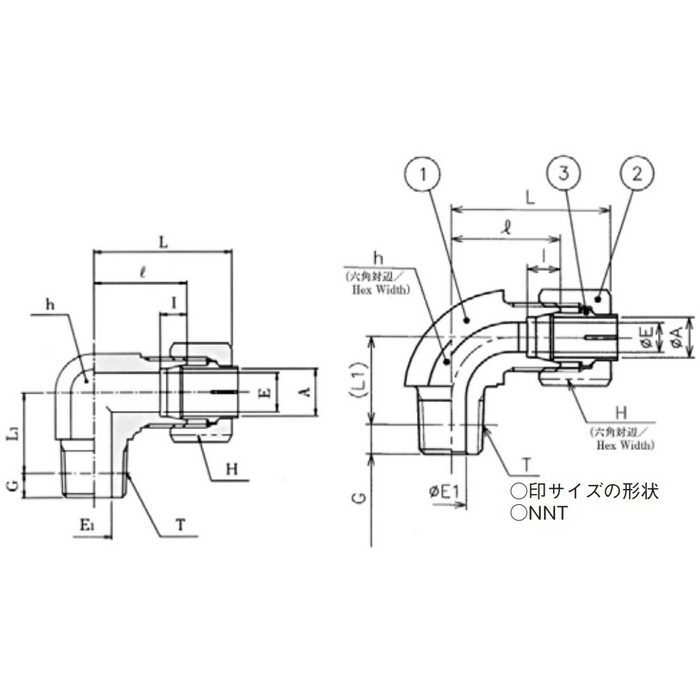 KLN17-040NEG NE型鋼管用くい込み継手 エルボニップル EG φ17.3×R1／2 （431923）