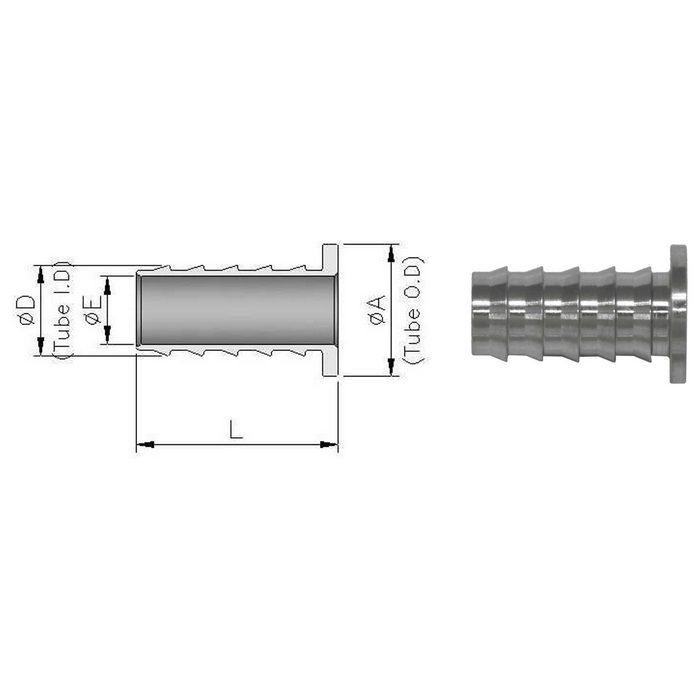 DTIP6M-4MSS ダブルフェルールタイプ チューブ継手 インサート フラット 6mm×4mm （320412）