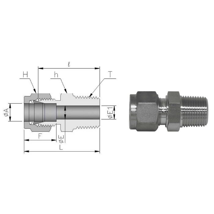 MDCT8M-R4SS ダブルフェルールタイプ チューブ継手 オスコネクター 8mmOD×R1／4 （262731）