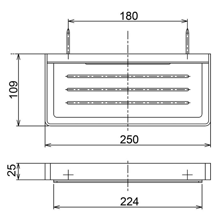 RELIANCE ステンレス製 化粧棚 RA0006 2個付き RA0006 化粧棚 W250×H29×D109mm リラインス【アウンワークス通販】