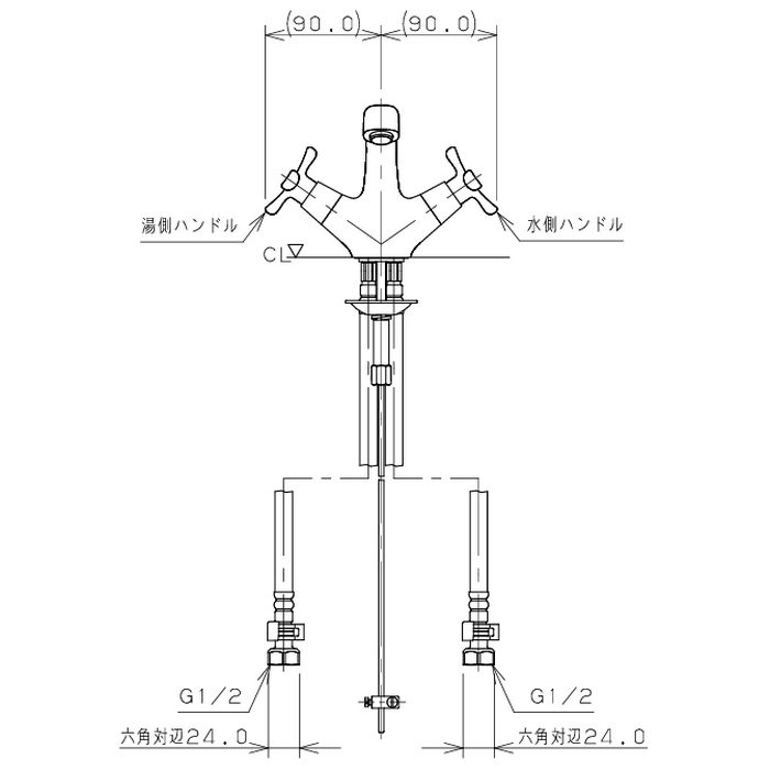 150-435-AG 2ハンドル混合栓 hana アンティークゴールド