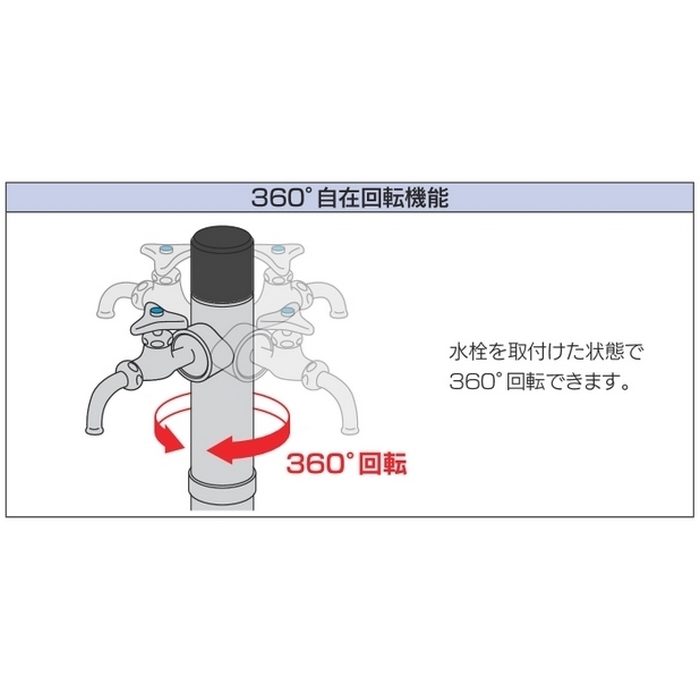 624-307-1200 屋外配管器具 不凍水栓柱 1200mm ブラック