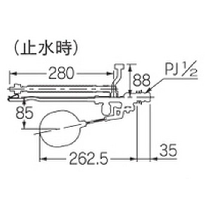 662-341 タンク部品 万能ロータンクボールタップ 補助給水管つき