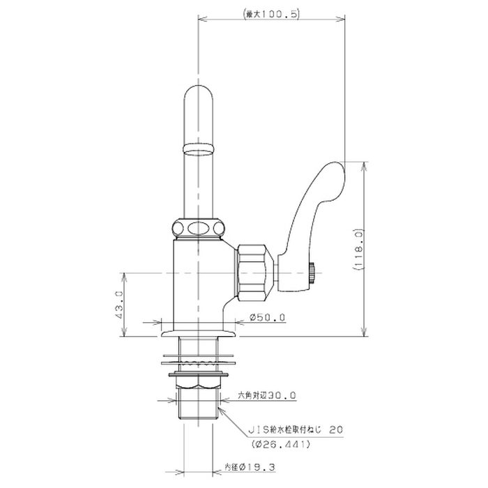 700-745-20QR 単水栓 厨房用立形自在水栓 20mm
