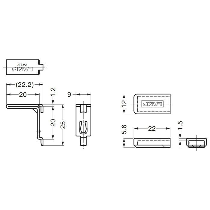 ランプ印ステンレス鋼製棚受SPE-FB20S型 SPE-FB20SWT 120-021-678