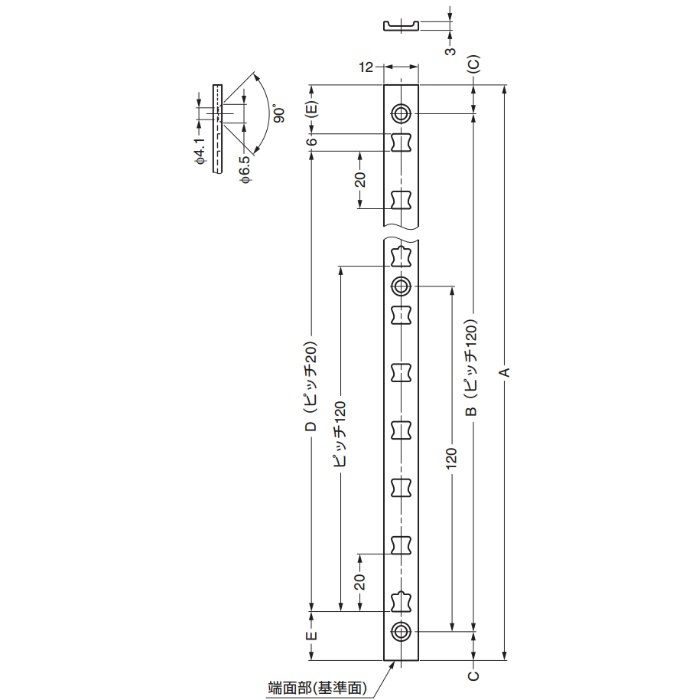 ランプ印アルミ製面付棚柱AP-DM型 AP-DM1820WT 120-016-209