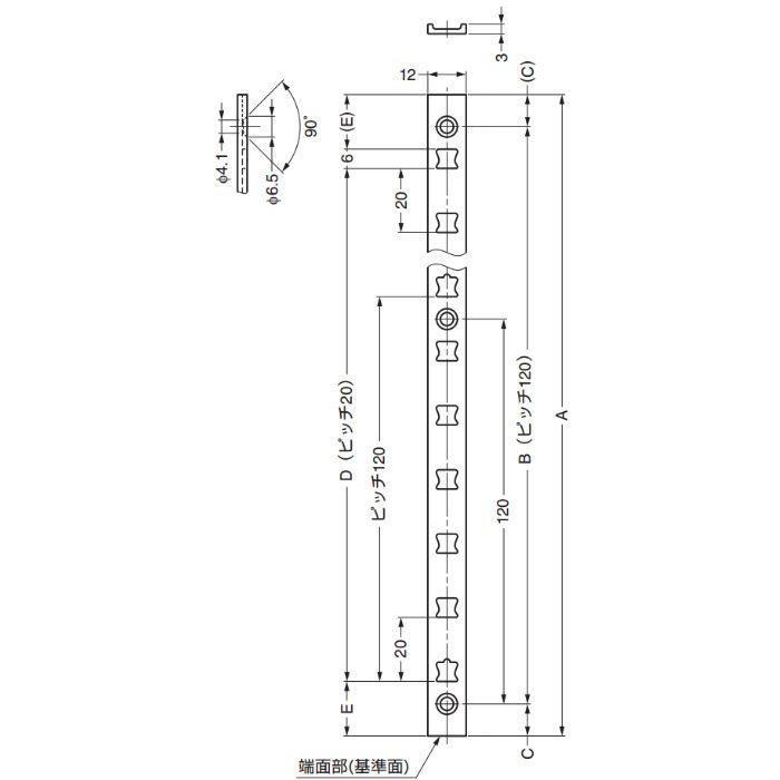ランプ印アルミ製面付棚柱AP-DM型 AP-DM2600 120-030-087