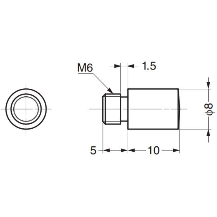 棚ダボSS-108φ7.5穴用 SS-108W（メス）