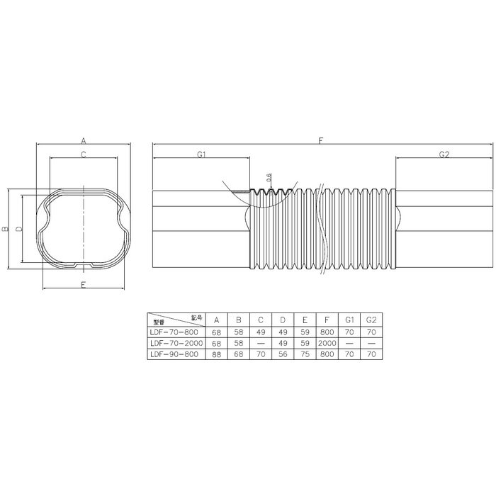 LDF-70-800-B 因幡電工 フリーコーナー 68×800×68mm ブラウン