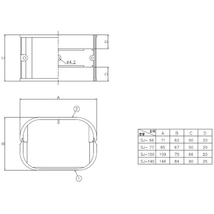 SJ-100-G 因幡電工 スリムジョイント 66×75×109mm グレー
