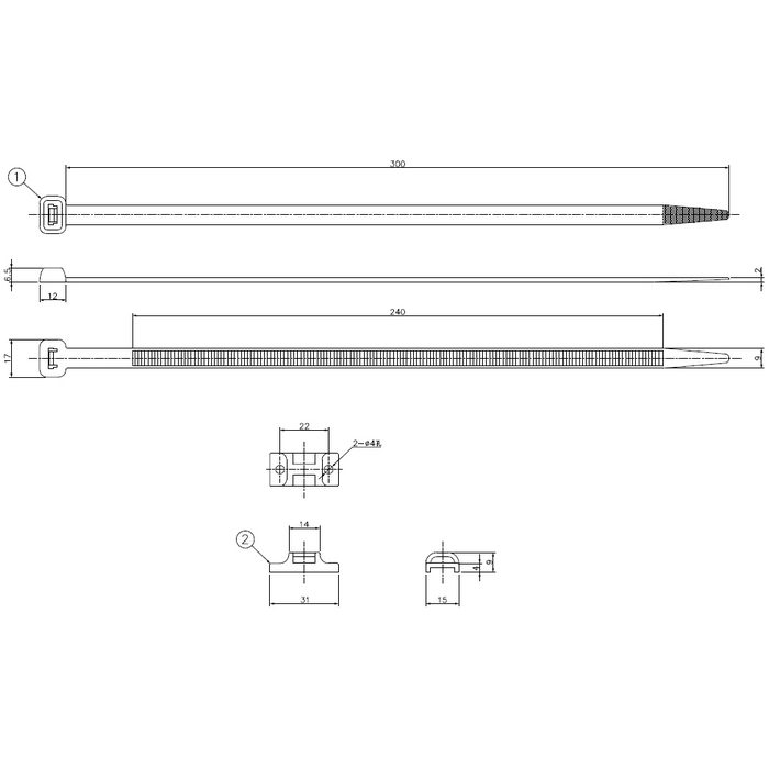 SL-300 因幡電工 配管固定サドル 長さ300mm アイボリー 10個入