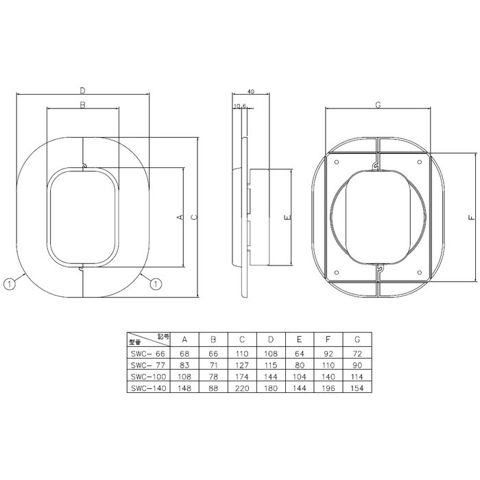 SWC-77-B 因幡電工 スリムキャップ 40×115×127mm ブラウン