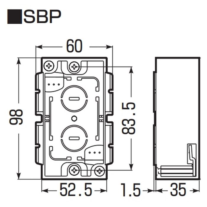 SBP パネルボックスⓇ（あと付けはさみボックス） 1ヶ用 99×53mm 40ヶ入