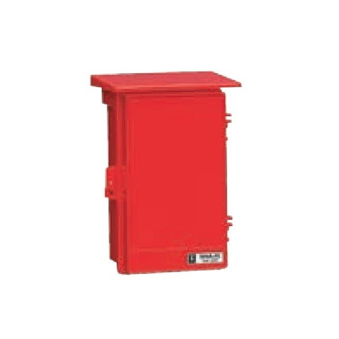 WB-2AR ウオルボックスⓇ（プラスチック製防雨ボックス） 屋根付 タテ型 295×196×150mm 赤色 危険シール付
