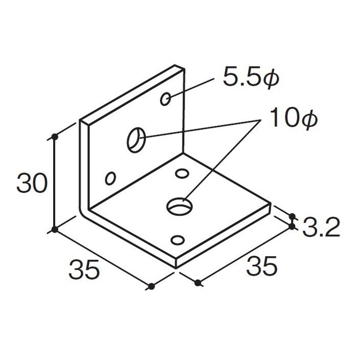 37040 【大阪工場 受取専用】 開口補強取付金具 L-3.2×35×30 L＝35