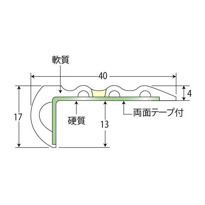 13-DOUX182 アシステップ  住宅・素足用 ノンスリップ ドゥーテップ 軟硬蓄光同時成型塩化ビニール 1.82m DO-24 アーモンドブラウン 10本入