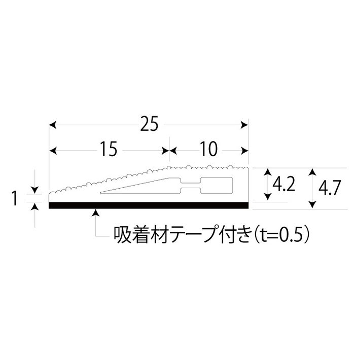 20-430 K-22 樹脂見切り ソフトエッジ（住宅・素足用） 穴なし（吸着材テープ付） 軟質樹脂製 2m K-22 ナチュラル