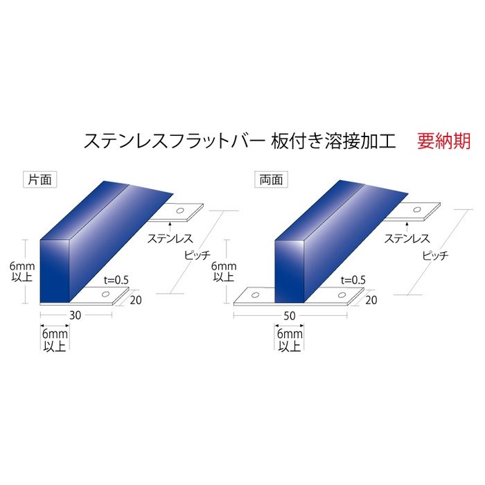 20-642-2 フラットバー 穴あり ステンレス製 2m ヘアライン仕上げ