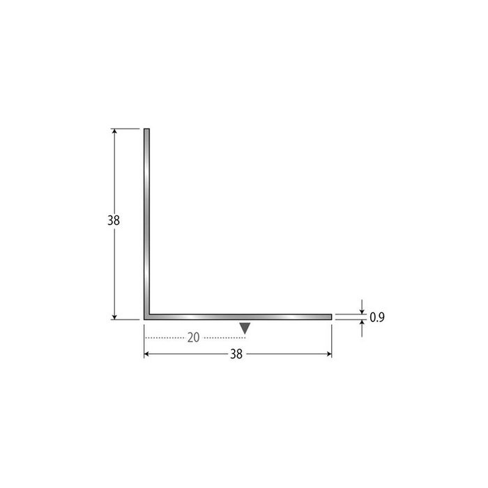 30-991VL OAフロア金物用Vカットコーナー 直角出隅専用 穴あり アルミ製 L＝600mm（300×300mm） シルバー