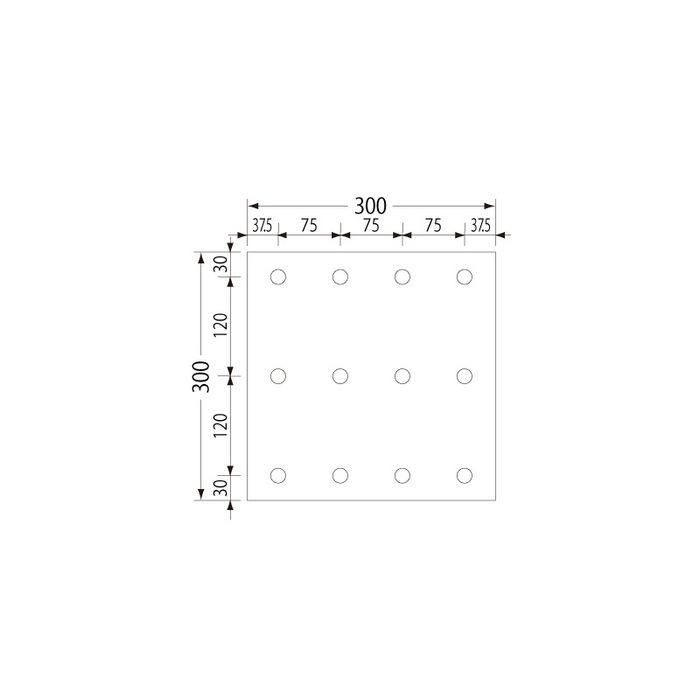 69-3412(IP) 穴あけ定規（ホック式用施工パーツ） スチール製 STB誘導タイプ 300角用 300×300mm