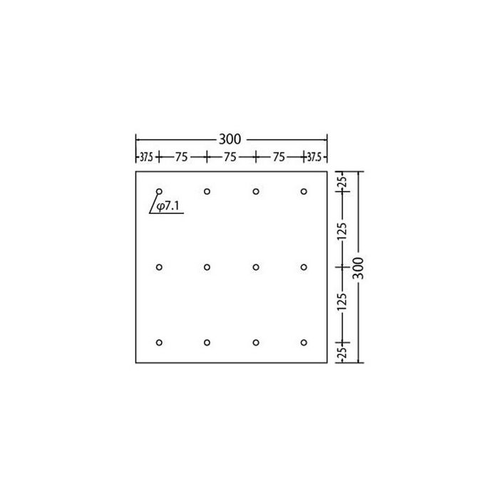 69-N3412(U) 穴あけ定規（埋込み式用施工パーツ） スチール製 誘導タイプ 300角用 300×300mm