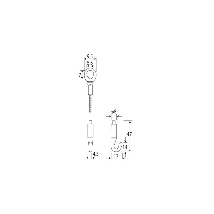 70-525A ピクチャーレール70-516MWA用部品 ワイヤーセットA ステンレス製