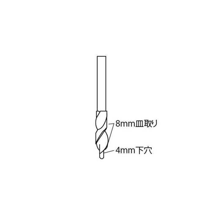 75-351 施工用具 皿取りドリル コバルトハイス鋼使用 4×8mm