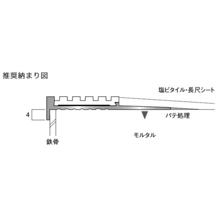PVT311-CH Previo T311 室内鉄骨モルタル階段 塩ビタイル用ノンスリップ タイヤのみ 2m チャコール