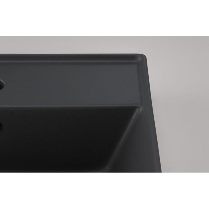 SB5109Y-49 洗面器 TR2 ハーフベッセル オーバーフローあり 背面釉薬付 600×440mm マットブラック