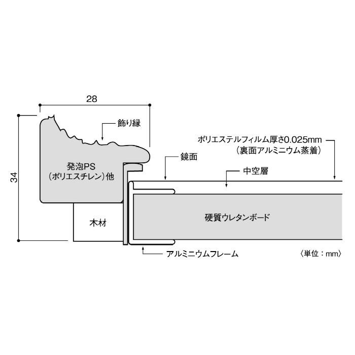 NRM-6-8206 リフェクスミラー クアードロ（額縁）ミラー W850×H1550mm t34mm