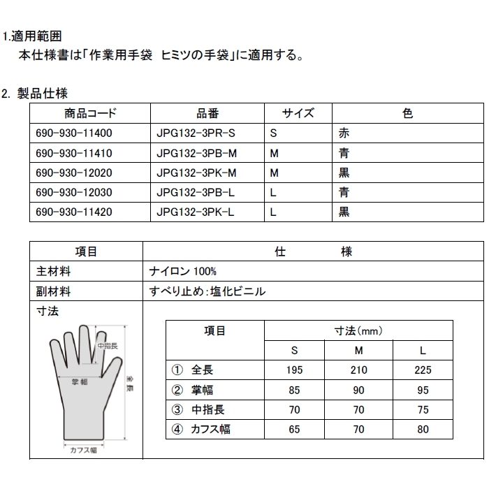 JPG132-3PB-M JAPPY ヒミツの手袋 作業用手袋 M 青 3双入