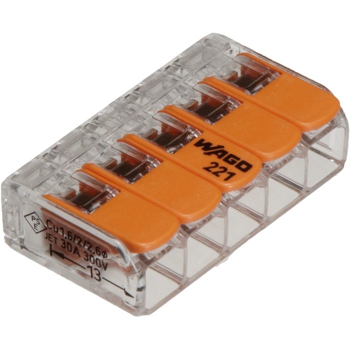 WFR-5L-JP JAPPY ワンタッチコネクタ WFR WFシリーズ クリアタイプ 電線数5本 15個入