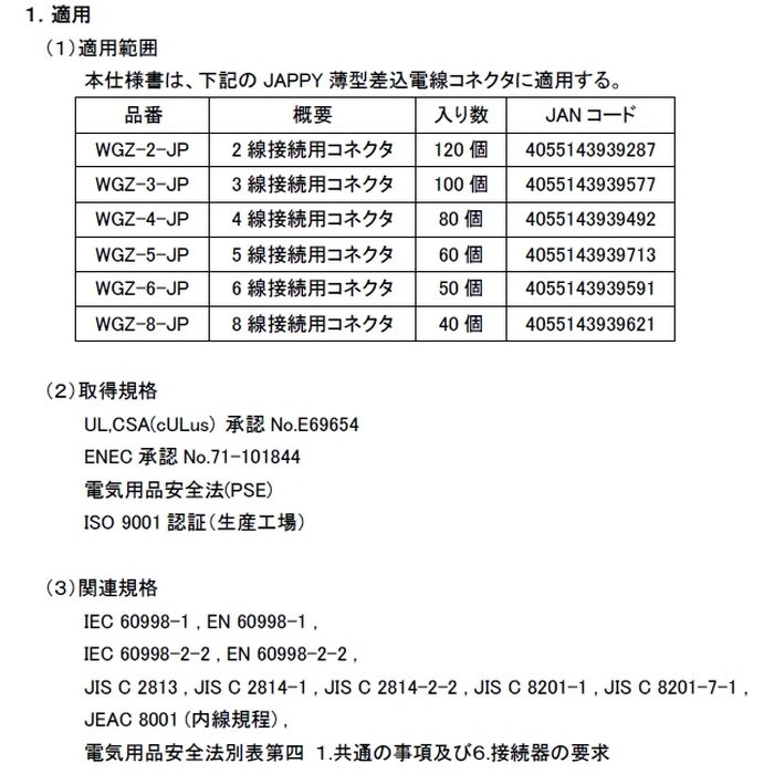 WGZ-3-JP JAPPY 薄型差込電線コネクタ WGZシリーズ オレンジ 100個入