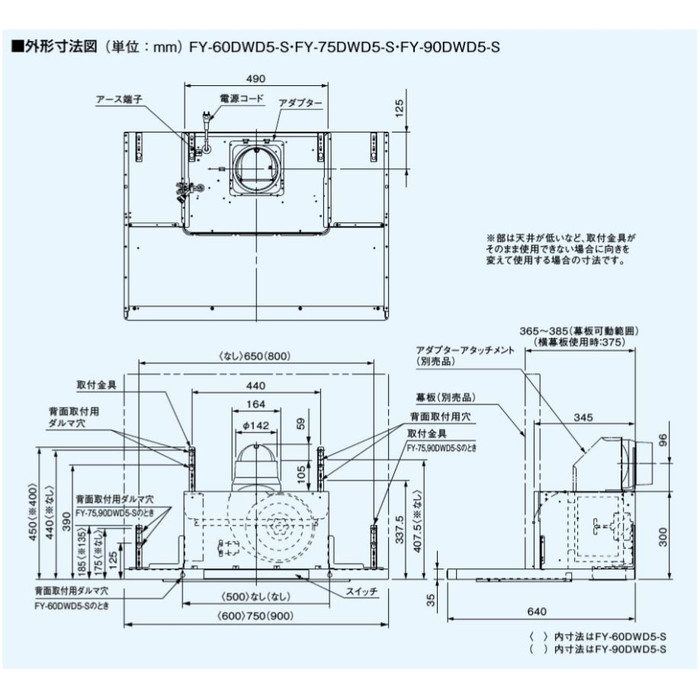 FY-90DWD5-S 洗浄機能付きフラット形レンジフード AIエコナビ搭載 深形置換対応可能 幅90cm